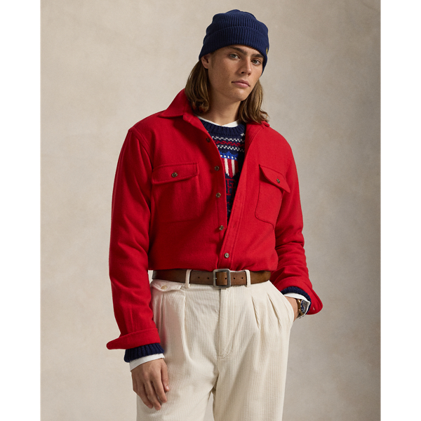 Rl 2000 Red Classic Fit Wool Twill Workshirt Polo Ralph Lauren 1