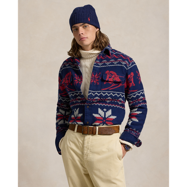 Holiday Ski Jacquard Classic Fit Skier-Snowflake Workshirt Polo Ralph Lauren 1