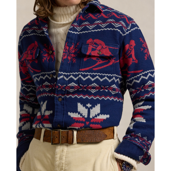 Vintage outlet Polo Ralph Lauren Zippered Wool Snowflake Ski Sweater M