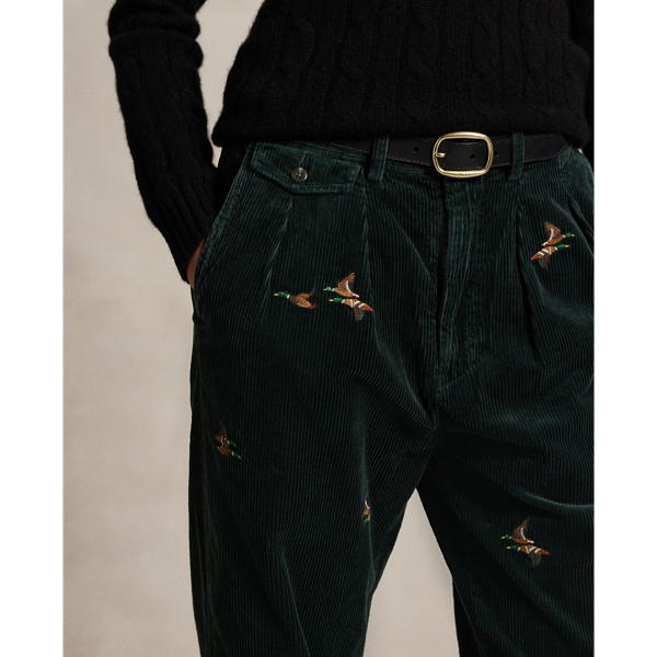 Green Corduroy Pants Ralph Lauren Bear Trousers Whitman Relaxed