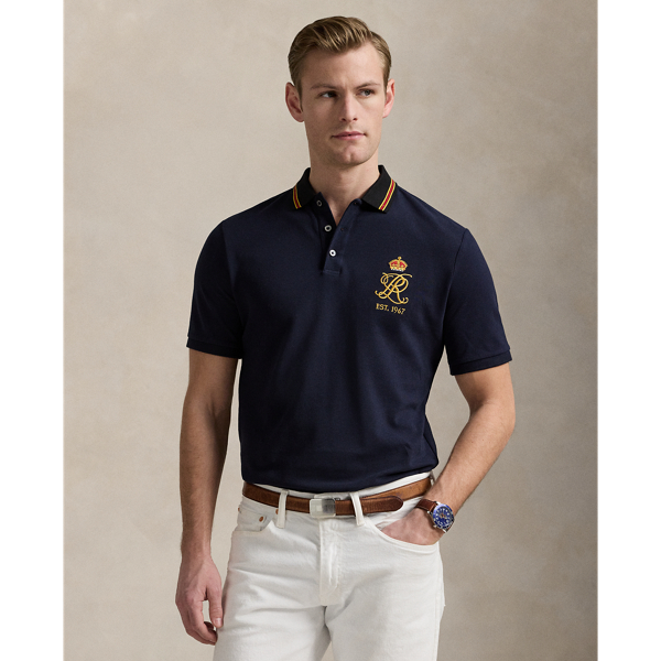 Rl Navy Classic Fit Crest Mesh Polo Shirt Polo Ralph Lauren 1