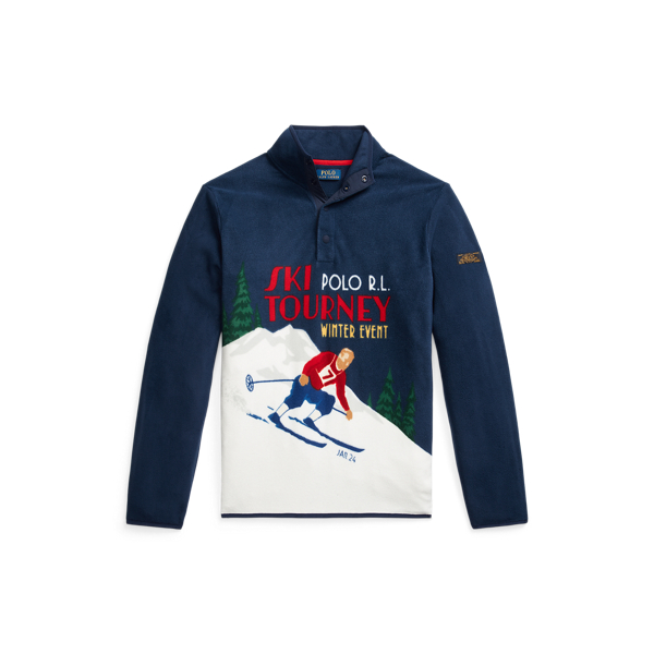 Skier Print Brushed Fleece Pullover for Men Ralph Lauren UK