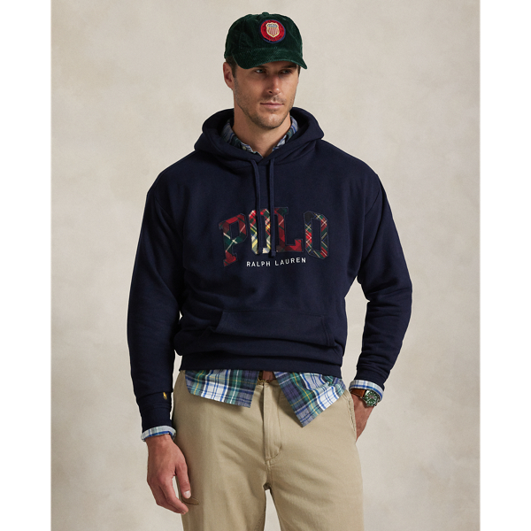 Rl Navy The Big Fit RL Fleece Plaid-Logo Hoodie Polo Ralph Lauren 1