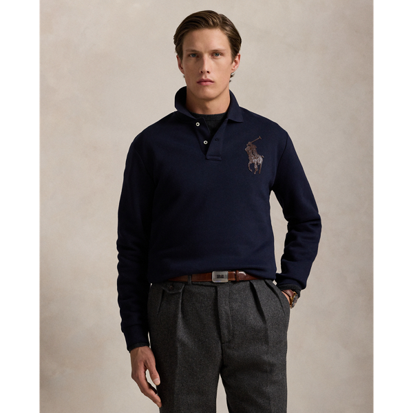 Classic Fit Leather-Pony Fleece Polo
