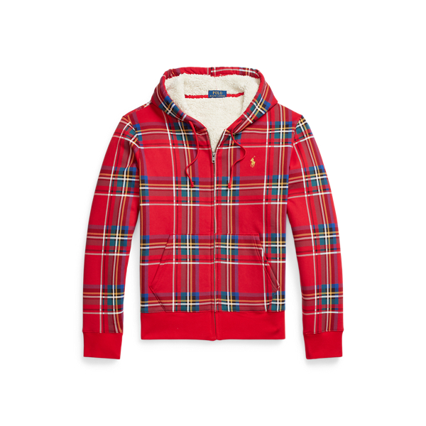 Plaid Pile Fleece Lined Hoodie