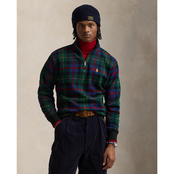 Plaid-Print Fleece Sweatshirt