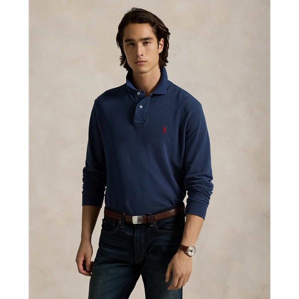 Classic Fit Garment-Dyed Mesh Polo Shirt