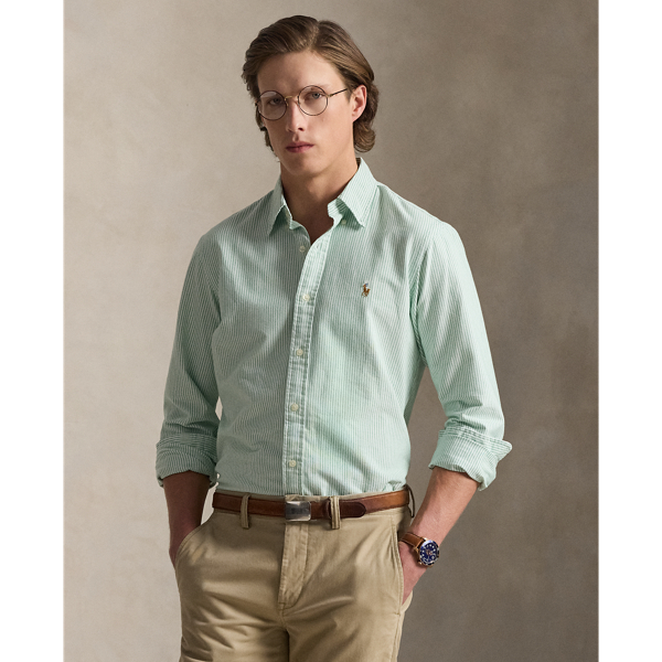 Chemise Oxford &agrave; rayures Custom Fit Polo Ralph Lauren en Vert croisi&egrave;re/Blanc 7