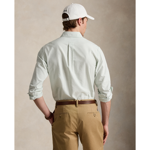 Gestreiftes Custom-Fit Oxfordhemd Polo Ralph Lauren in Verblichenes Mint/Wei&szlig; 5