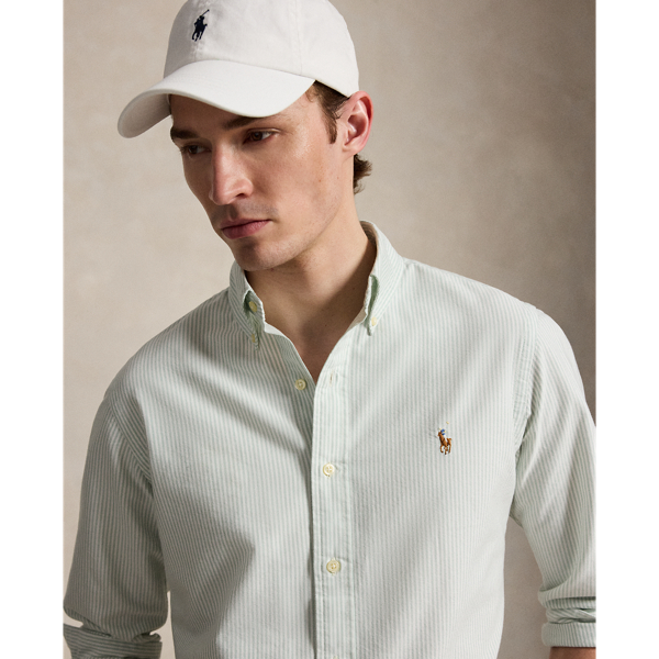 Gestreiftes Custom-Fit Oxfordhemd Polo Ralph Lauren in Verblichenes Mint/Wei&szlig; 6