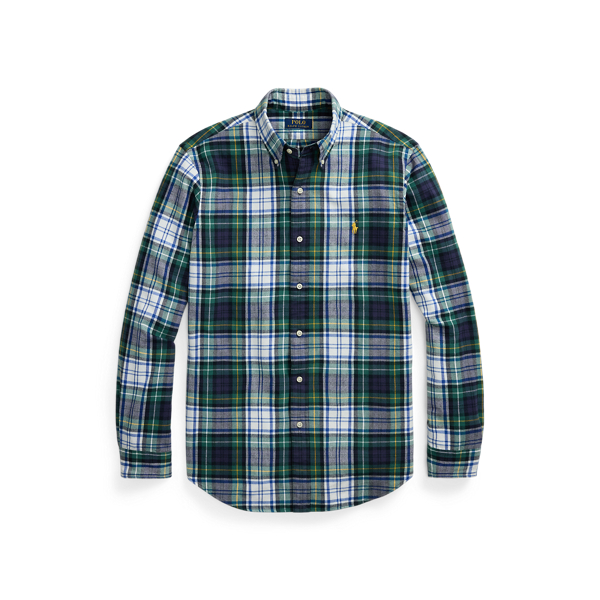 Custom Fit Plaid Brushed Oxford Shirt for Men Ralph Lauren IN