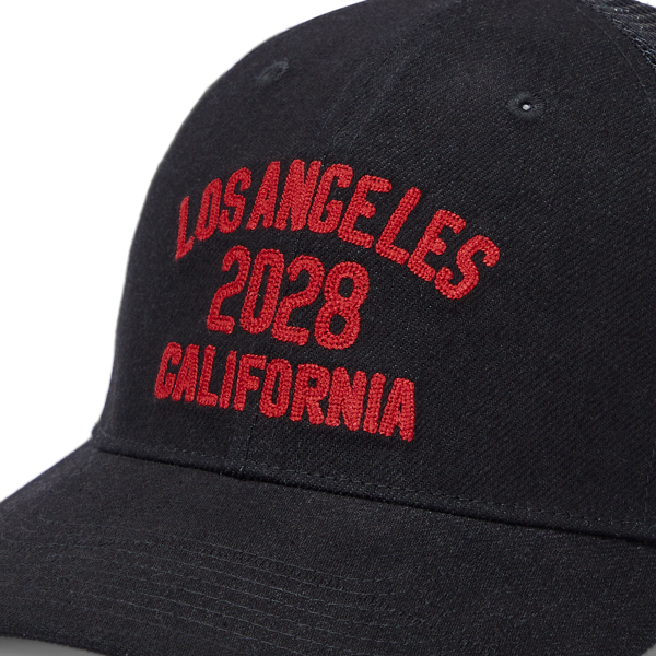 Dark Wash Black Denim LA28 Olympic Denim Trucker Cap Polo Ralph Lauren 3