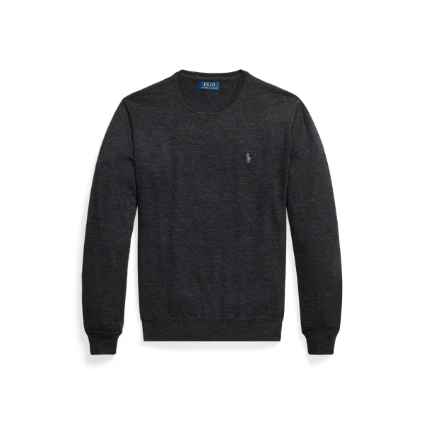 Dark Granite Heather Washable Wool Crewneck Jumper Polo Ralph Lauren 1