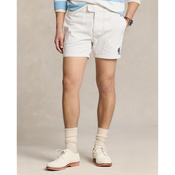 Short de rugby d&eacute;contract&eacute; serg&eacute; 12,7&nbsp;cm Polo Ralph Lauren en Blanc moussaillon 4