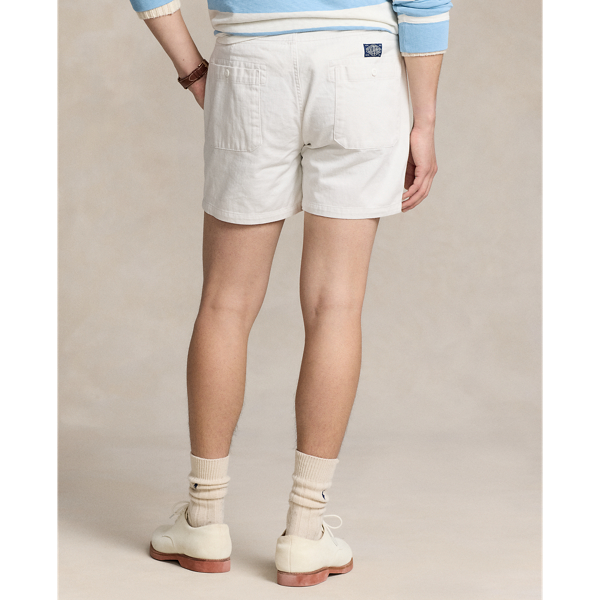 Short de rugby d&eacute;contract&eacute; serg&eacute; 12,7&nbsp;cm Polo Ralph Lauren en Blanc moussaillon 5