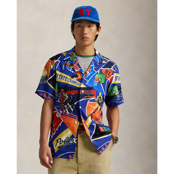 6585 Polo Ball Print Classic Fit Basketball-Print Camp Shirt Polo Ralph Lauren 1