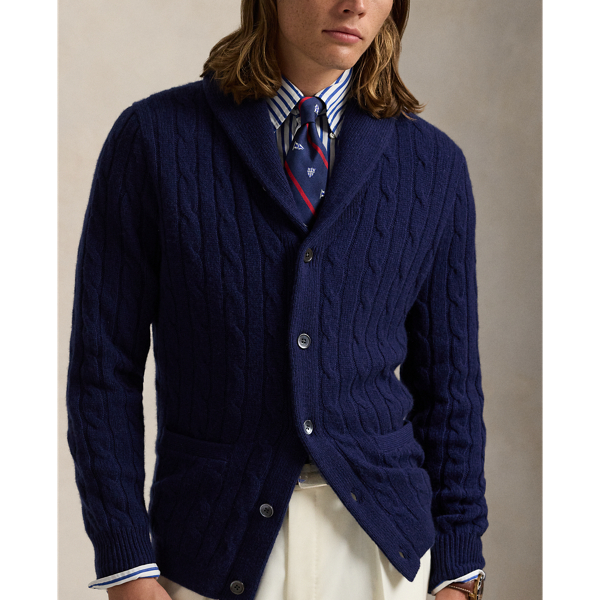 Cable-Knit Cashmere Shawl Cardigan