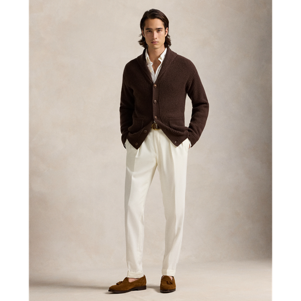 Dark Roast Melange Textured Wool-Cashmere Shawl Cardigan Polo Ralph Lauren 4