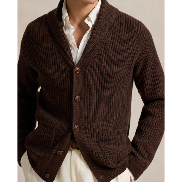 Textured Wool Cashmere Shawl Cardigan