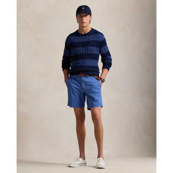 Striped Cable-Knit Cotton Sweater