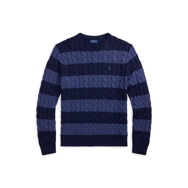 Polo online Ralph Lauren Men Roving Cotton Cable Knit Crewneck Striped Sweater Size XXL