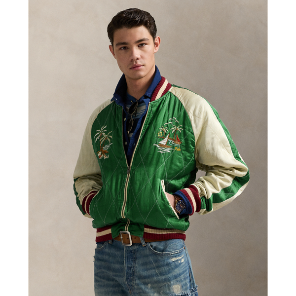 Embroidered Satin Jacket for Men Ralph Lauren UK