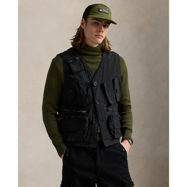 Polo Ralph Lauren buy Mens Black Cotton Cargo Hooded Jacket Vest