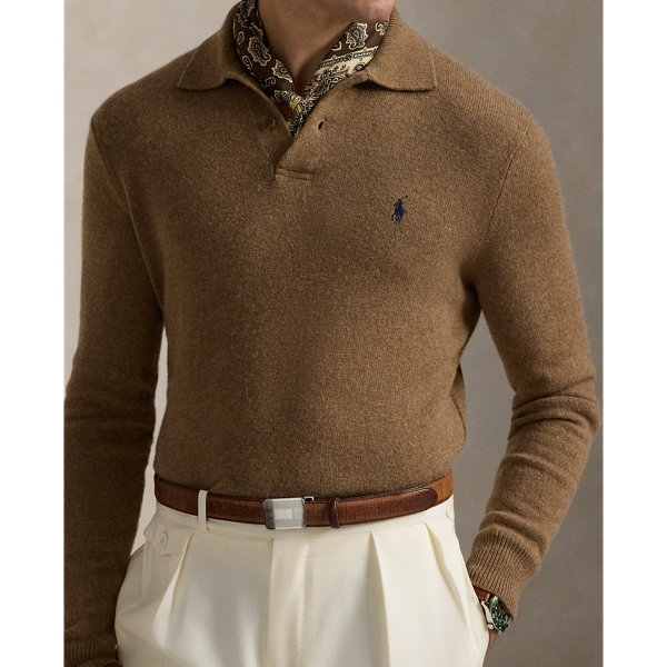 Woll-Baumwoll-Pullover mit Polokragen Polo Ralph Lauren in Kupfer meliert 6