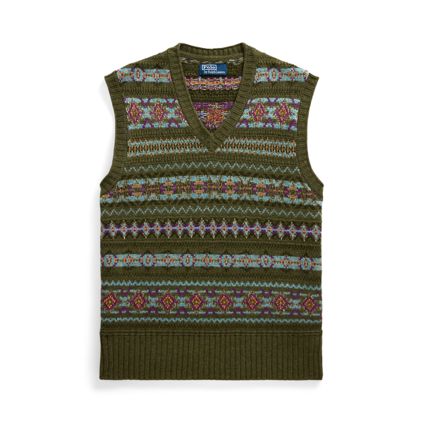 Fair Isle Linen Blend Jumper Waistcoat