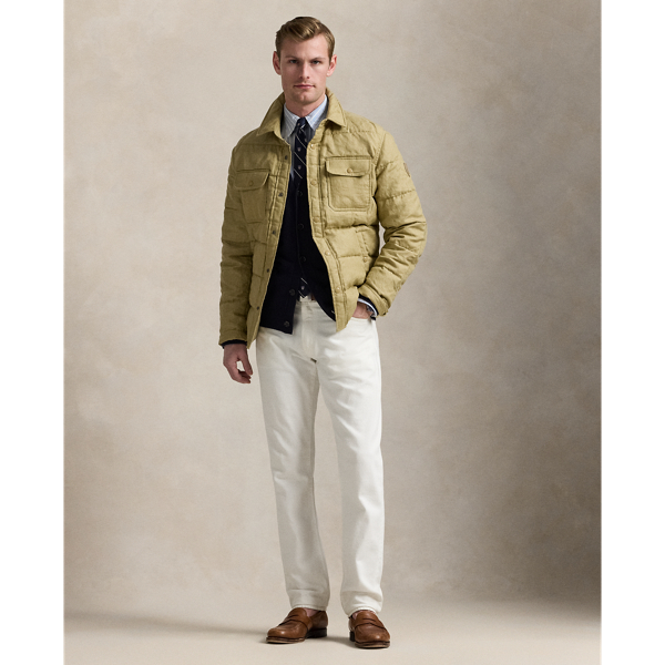 Rl Khaki Gesteppte Daunenjacke aus Leinen Polo Ralph Lauren 1