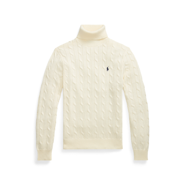 Cable-Knit Cotton Roll Neck Jumper