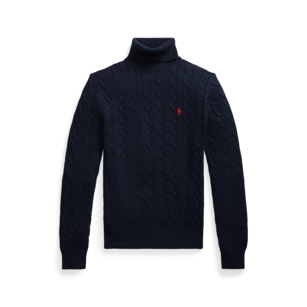 Cable-Knit Cotton Roll Neck Jumper