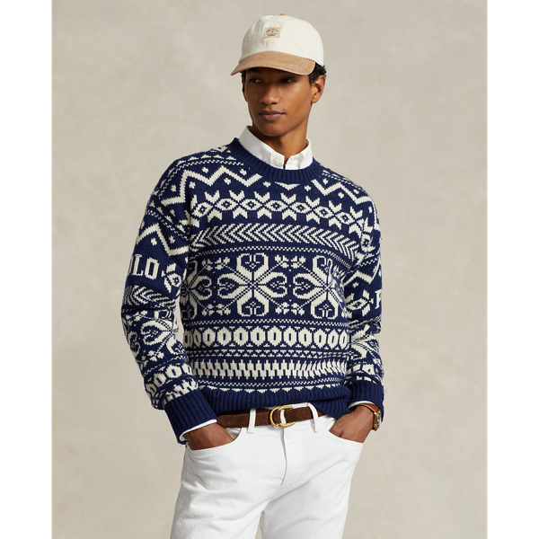 Bright Navy Combo Snowflake Wool-Blend Jumper Polo Ralph Lauren 1