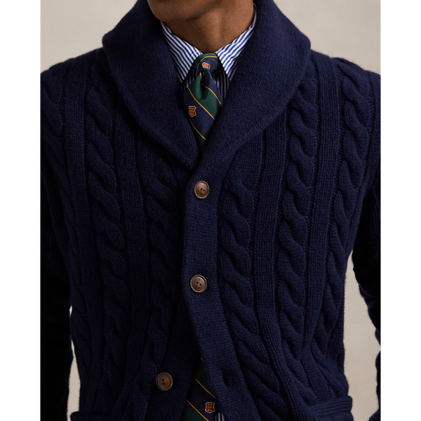 Cable Knit Wool Cashmere Shawl Cardigan for Men Ralph Lauren UK