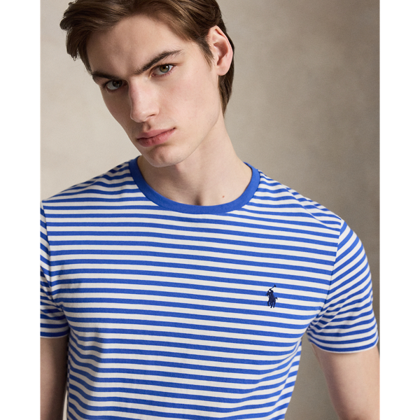 New Iris Blue/White Custom Slim Fit Striped Jersey T-Shirt Polo Ralph Lauren 6