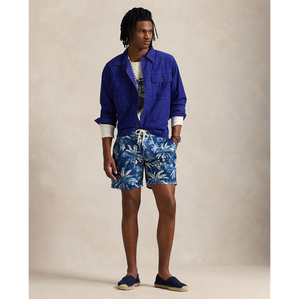 Badeshorts mit Palmeninsel-Motiv