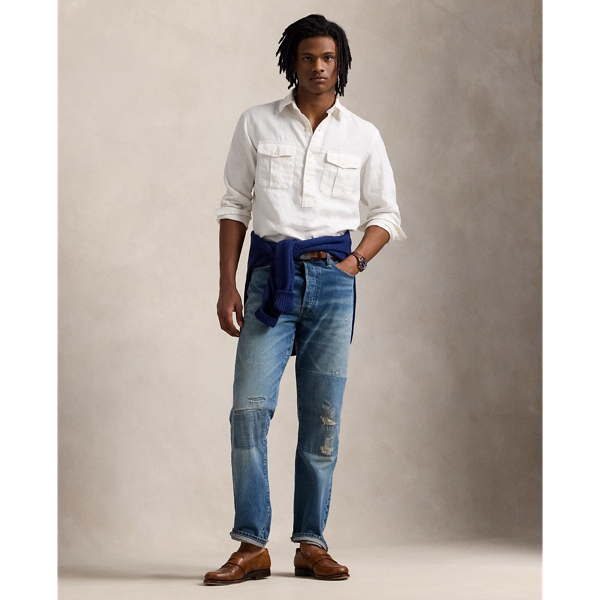 Deckwash White Classic Fit Linen Popover Workshirt Polo Ralph Lauren 4