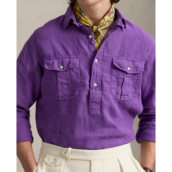 Classic Fit Linen Popover Workshirt