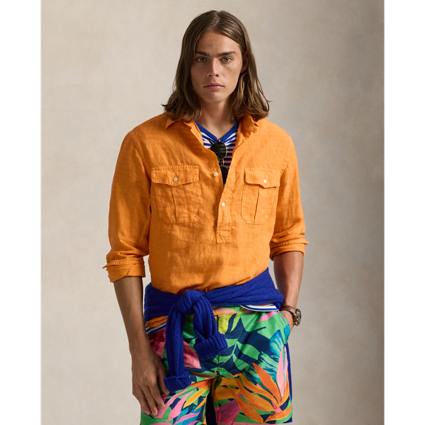 Classic Fit Linen Popover Workshirt