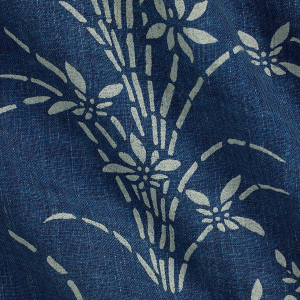 Classic Fit Indigo Floral Linen Shirt