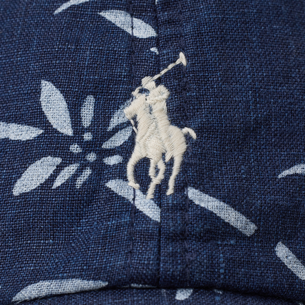 Indigo Floral Linen Ball Cap