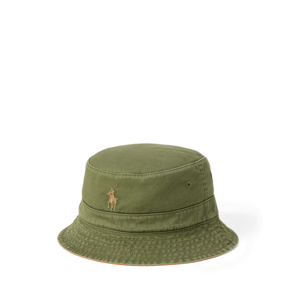 Garden Trail/Orange Reversible Cotton Twill Bucket Hat Polo Ralph Lauren 1