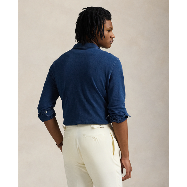 Indigo-Dyed Mesh Polo Shirt