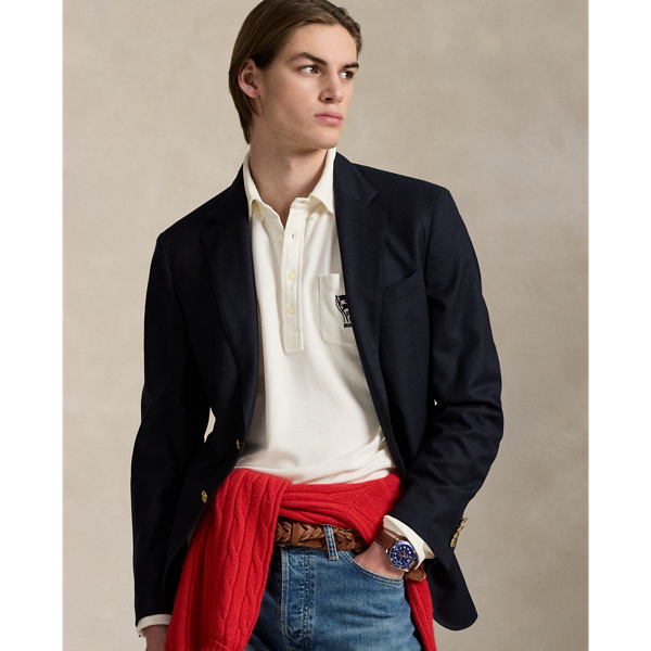Nautical-Embroidered Mesh Polo Shirt
