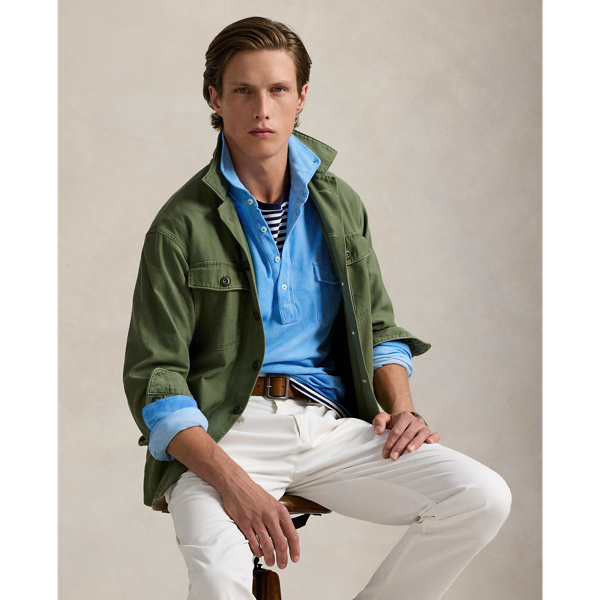Garment-Dyed Mesh Polo Shirt