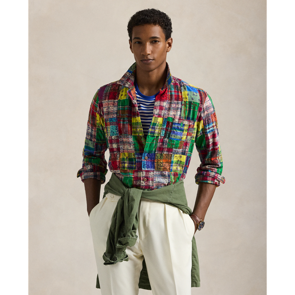 Block Print Patchwor Camicia sahariana patchwork in madras Polo Ralph Lauren 1