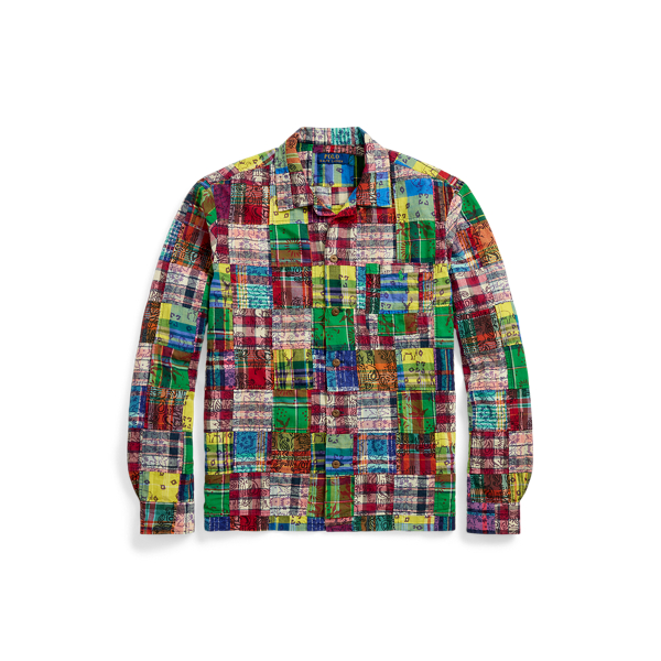 Classic Fit Patchwork Madras Camp Shirt