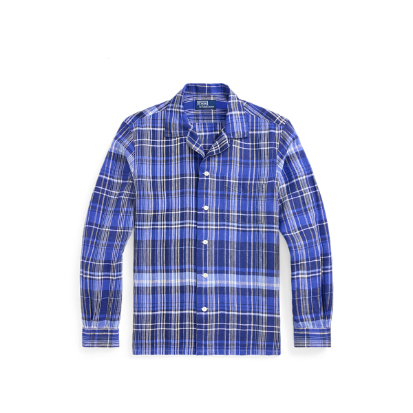 Classic Fit Plaid Linen Camp Shirt Polo Ralph Lauren 1