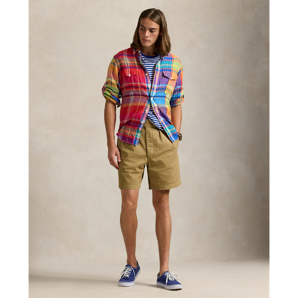 Classic Fit Plaid Linen Workshirt