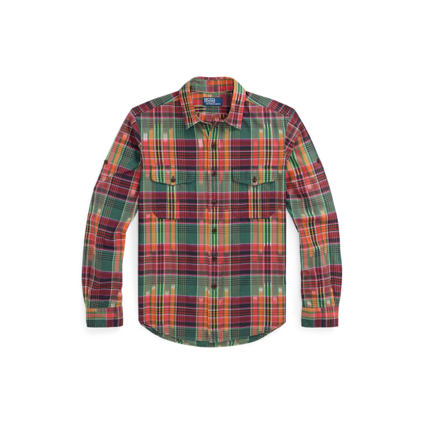 Ralph Lauren Classic Fit Indian popular Madras Plaid Patchwork Long Sleeve Shirt M